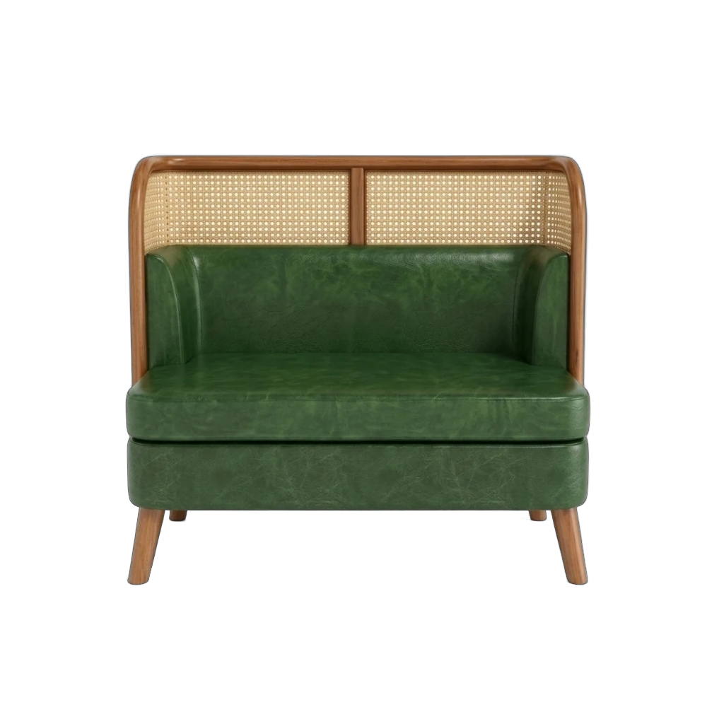 Green cane booth sofa